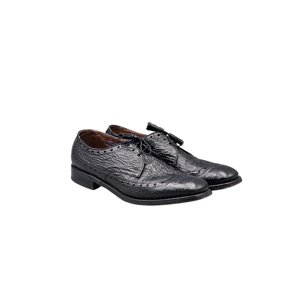 Allen‎ Edmonds Men's Size 10 A Black Sharkskin Nassau Ostendo Oxford Dress Shoes